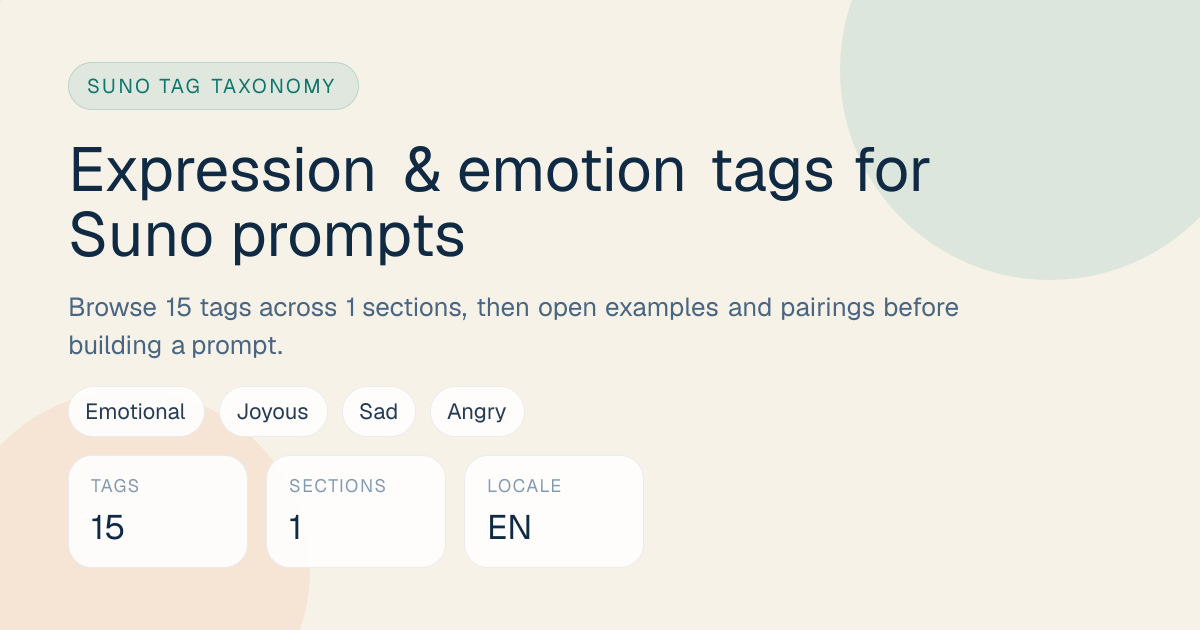 Expression & emotion Suno tags: examples, sections and prompt uses ...