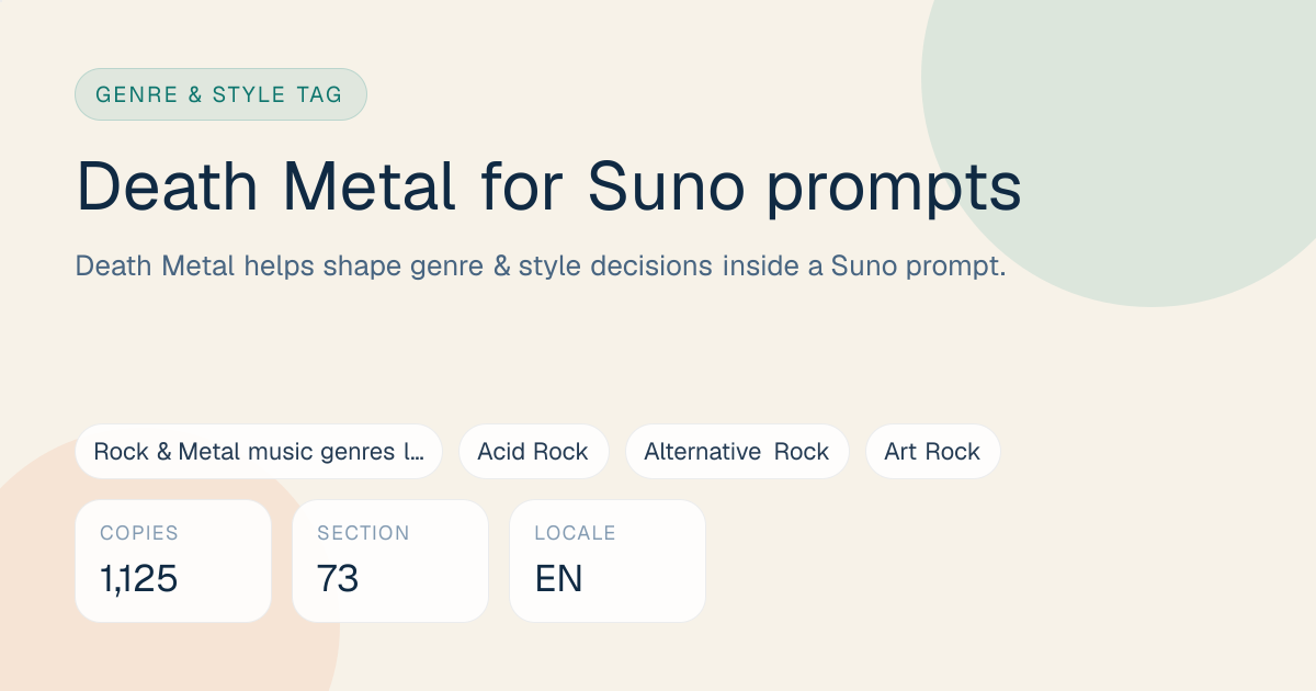 Death Metal Tag for Suno Prompts: Meaning, Examples & Pairings ...